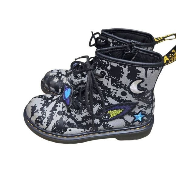 Dr. Martens Boots 1460 Space Hydro Leather Size 3 Kids Galaxy Combat - Picture 2 of 6